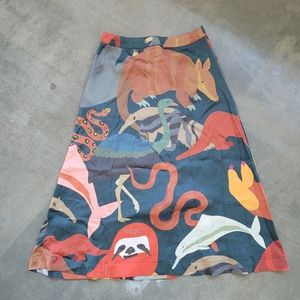 Farm Rio Animal Button Up Midi Skirt